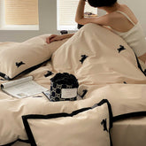 Luxury Rabbit Embroidered Satin Cotton Duvet Cover Set | Yedwo
